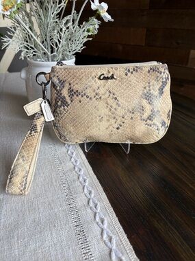Coach Kristin Embossed Snakeskin Leather Wristlet